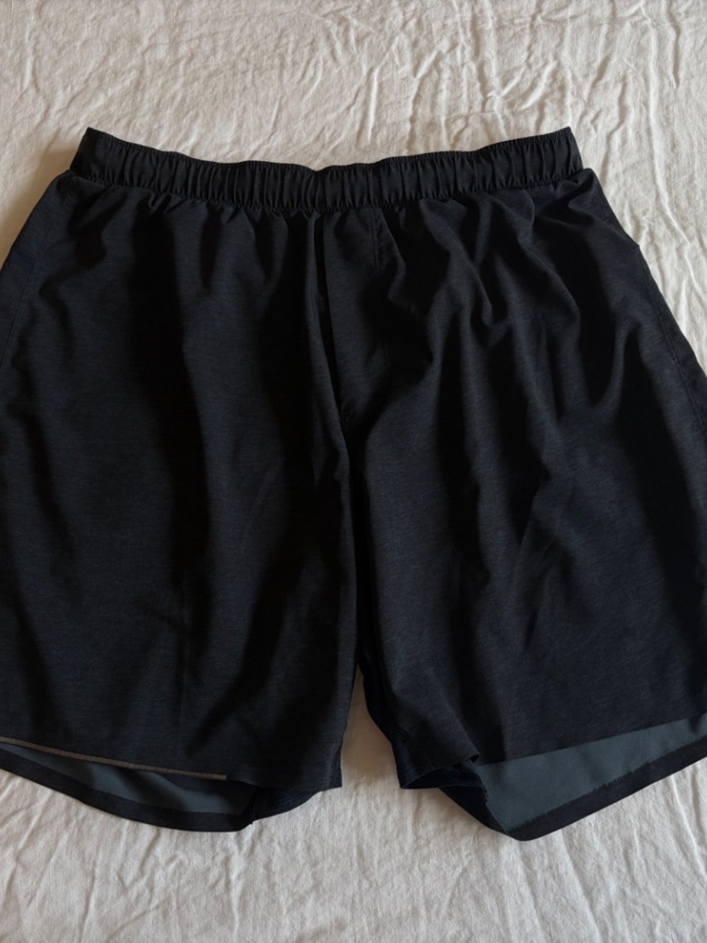 Lululemon Mens Surge Running 7'' Linerless Shorts, Heathered Navy